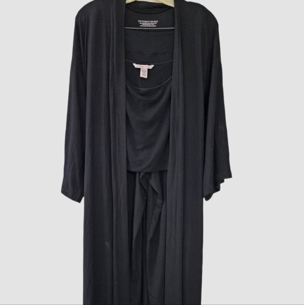 Victoria's Secret Black Modal Pajama Set with Robe